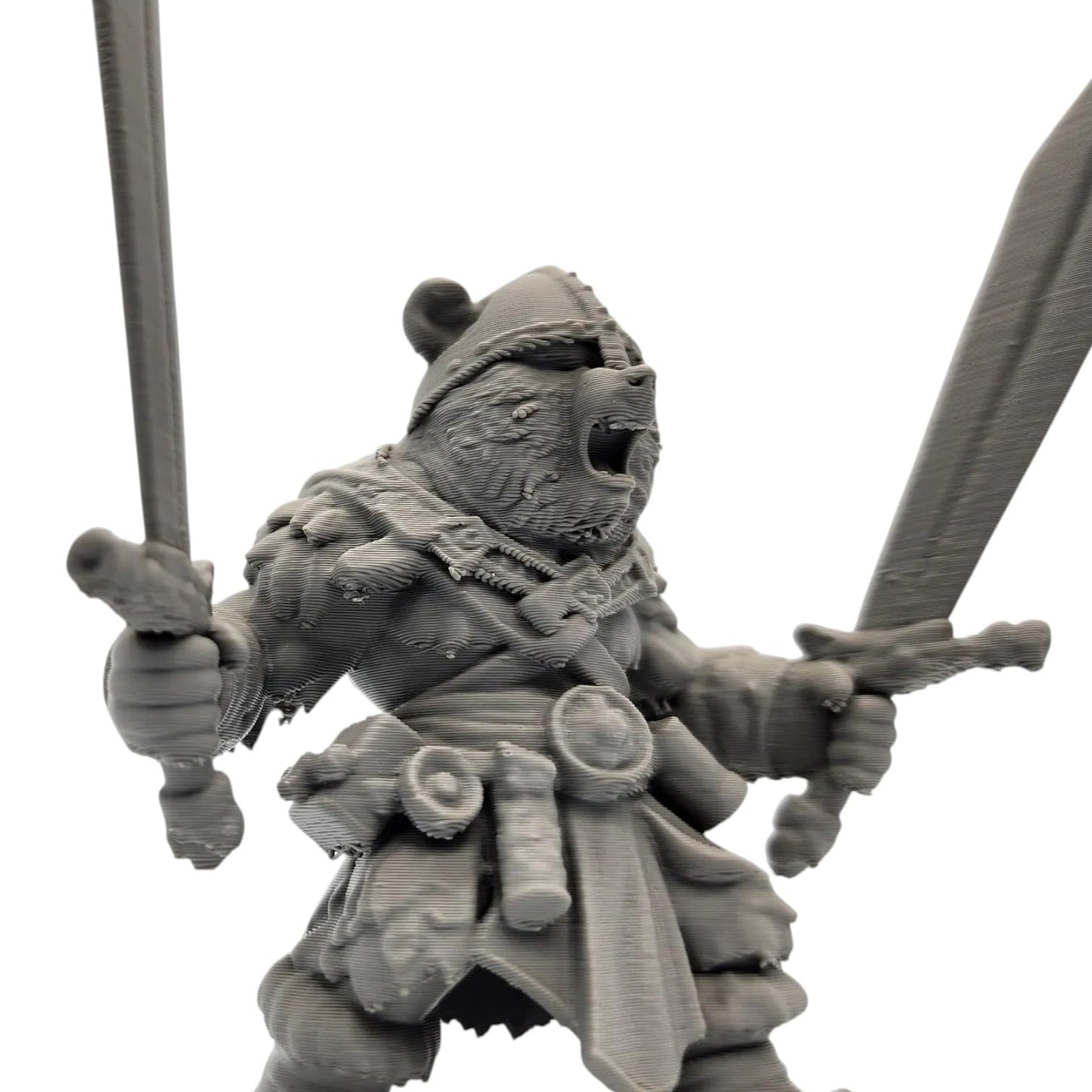 The Bearserker Figurine – Dual-Wielding Berserker Bear Warrior Miniature – Battle-Ready Fantasy Figurine for Painting & Display – 3D Printed in Canada