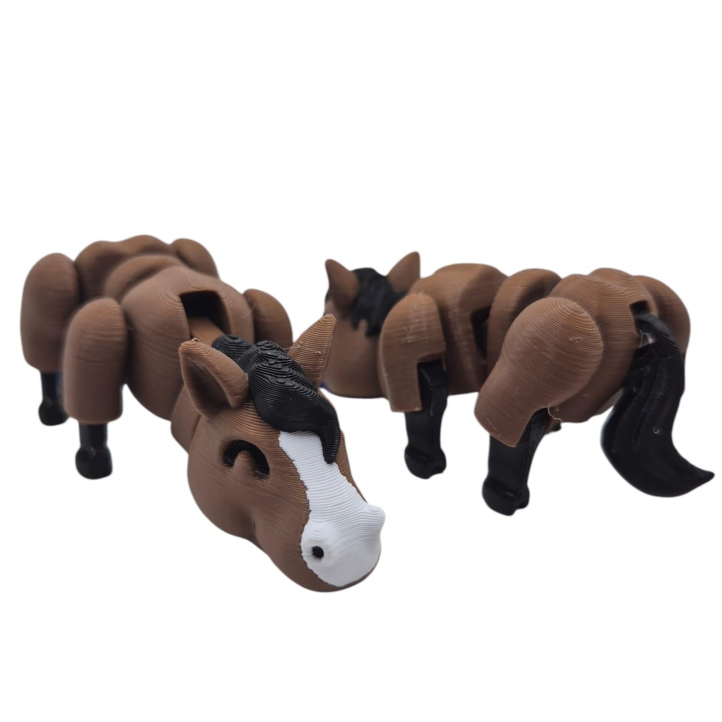 Lazy Horse Pack of 2 – Articulated Fidget Horse Figurines for Desk Toys, Stress Relief, and DIY Painting Fun – 3D Printed in Canada