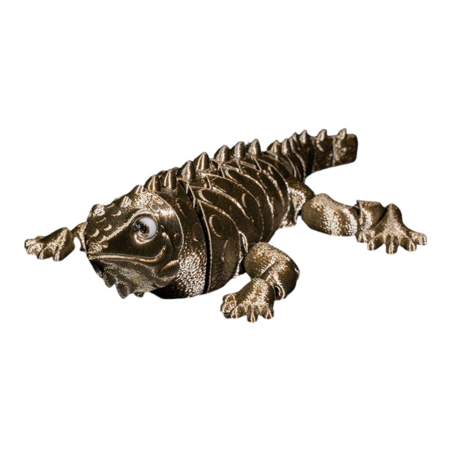 Articulated Bronze Iguana Figurine – Desk Fidget & Reptile Collectible for Teens & Adults – Metallic Stress Relief Toy – 3D Printed in Canada