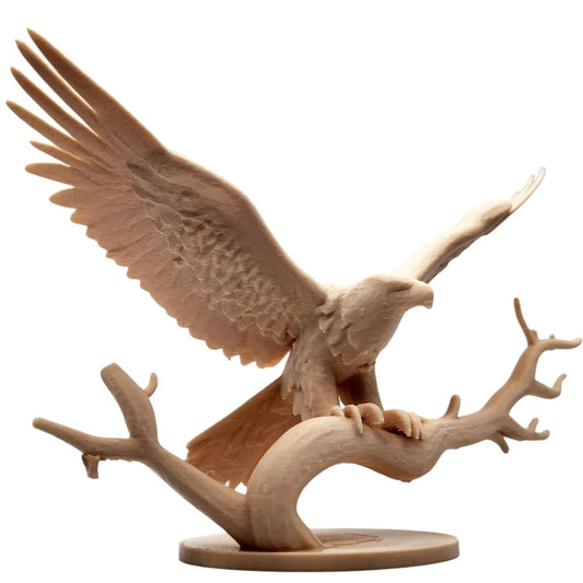Majestic Eagle Figurine on Branch – Regal Bird of Prey Sculpture with Outstretched Wings – Wildlife Decor Collectible for Shelf or Desk – 3D Printed in Canada