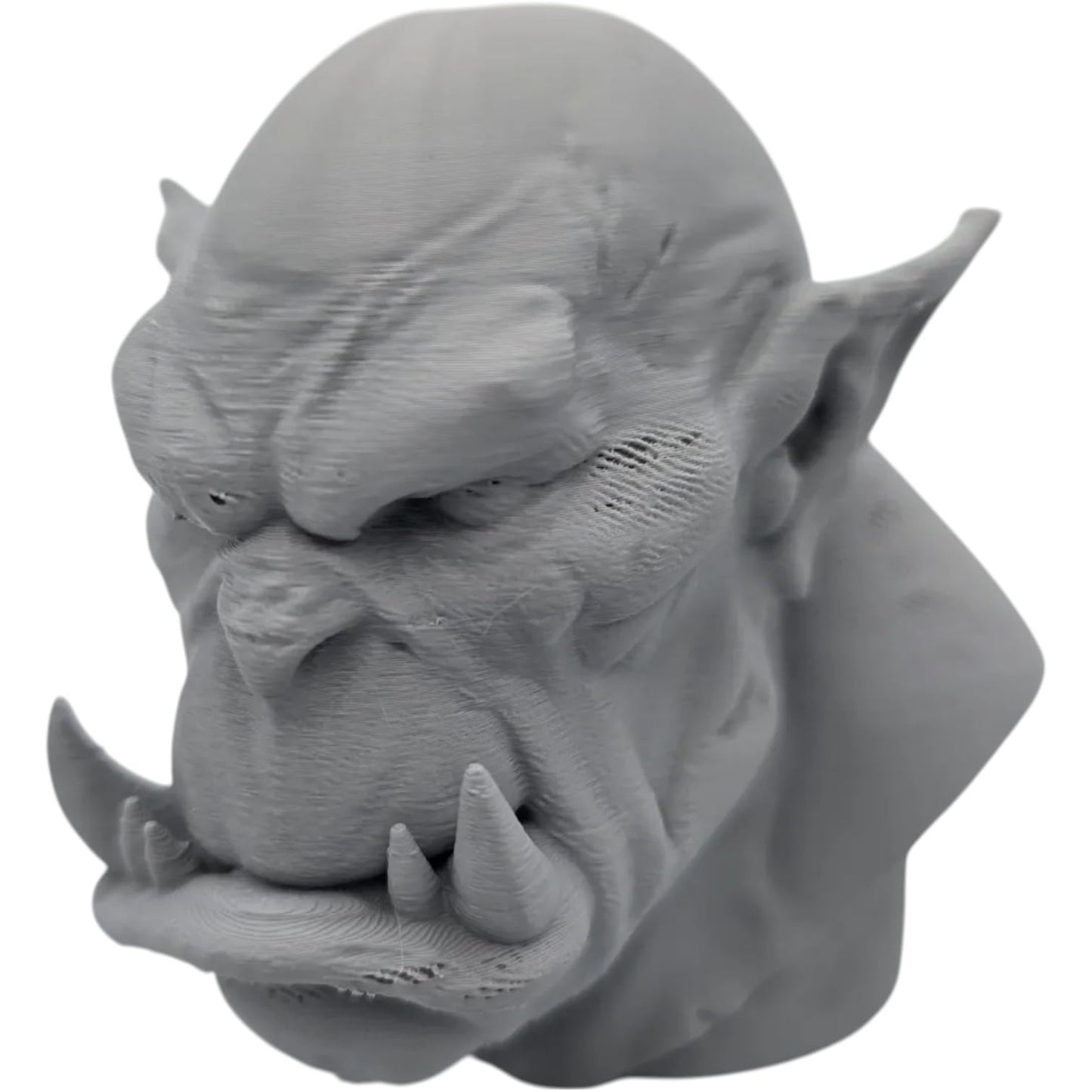 Orc Bust Sculpture – Fantasy Monster Head Figurine for Display, Painting, or RPG Inspiration – Grim Orc Decor Model – 3D Printed in Canada