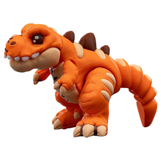 Articulated Orange T-Rex Dinosaur Figurine – Fidget Toy & Desk Companion for Teens and Adults – Flexible Joints, Smooth Texture, Collectible Dino Decor – 3D Printed in Canada