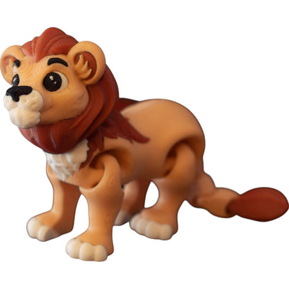 Posable Lion Figurine with Articulated Joints – Jungle Animal Display Piece for Desk, Shelf, or Gift – Collectible Safari Companion for Teens & Adults – 3D Printed in Canada