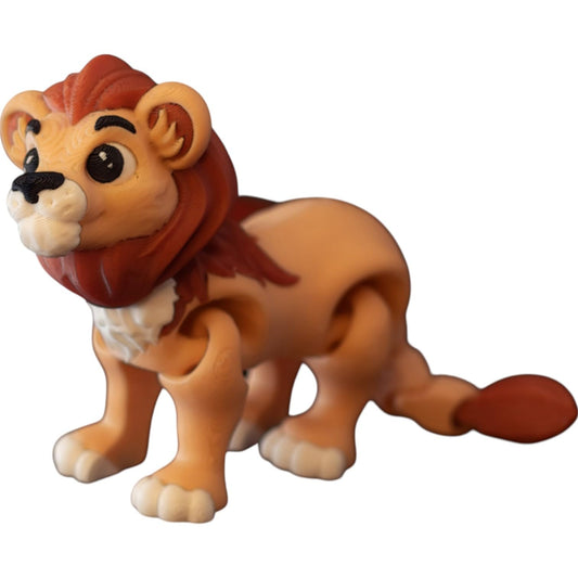 Posable Lion Figurine with Articulated Joints – Jungle Animal Display Piece for Desk, Shelf, or Gift – Collectible Safari Companion for Teens & Adults – 3D Printed in Canada