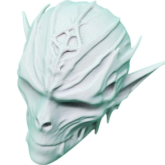 Mummified Elf Skull – Ancient Fantasy Skull Display for Dark Elf Décor, RPG Terrain, Gothic Dioramas & Prop Collections – 3D Printed in Canada