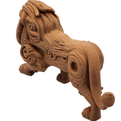 Regal Lion Figurine – Ornate Woodland-Inspired Lion Sculpture with Flowing Mane Details – 3D Printed in Canada