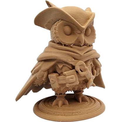 Owl Navigator Figurine with Compass & Satchel – Fantasy Owl Display Piece – 3D Printed in Canada