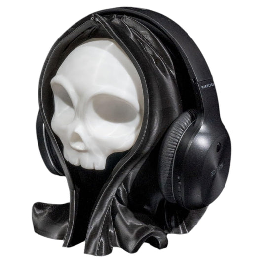 Grinning Reaper Headphone Holder – Minimalist Gothic Skull Stand Holder for Headsets & Gaming Accessories – 3D Printed in Canada
