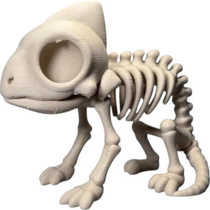Chibi Skeleton Chameleon Figurine – Cute Creepy Undead Reptile Collectible for Lizard Lovers and Gothic Displays – 3D Printed in Canada