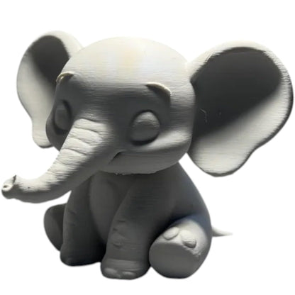 Cute Elephant Figurine – Sitting Elephant Statue for Shelf, Desk, or Gift Display – 3D Printed in Canada