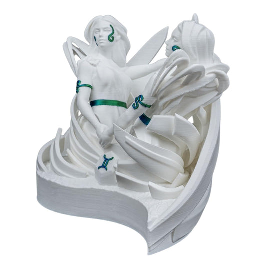 Gemini Zodiac Twin Sisters Sculpture – Astrology Decor Figurine for Horoscope Lovers, Shelf or Desk Display – 3D Printed in Canada