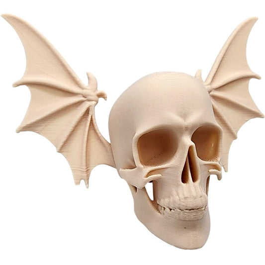 Bat-Wing Skull Statue – Fantasy Skull with Spread Wings for Gothic Decor, Dark Art Displays, or Halloween Centerpieces – 3D Printed in Canada