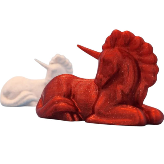 Seated Unicorn Figurine – 3D Printed Mythical Horse Statue with Flowing Mane, Fantasy Creature Décor – 3D Printed in Canada