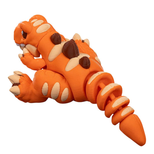 Articulated Orange T-Rex Dinosaur Figurine – Fidget Toy & Desk Companion for Teens and Adults – Flexible Joints, Smooth Texture, Collectible Dino Decor – 3D Printed in Canada
