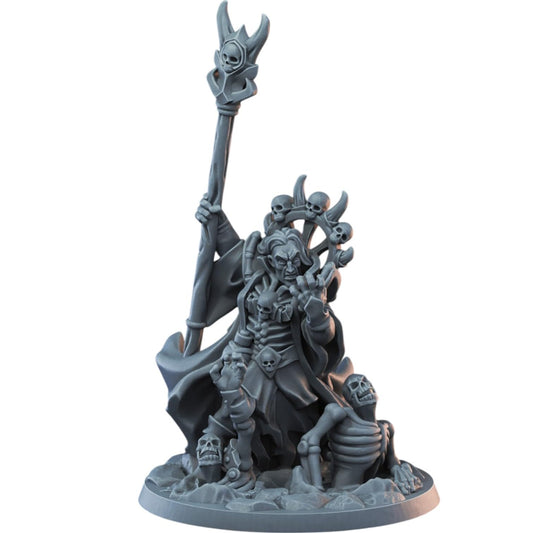 Necromancer Male Miniature for Fantasy RPGs – Undead Summoner Villain Figurine for Painting & Collecting – 3D Printed in Canada