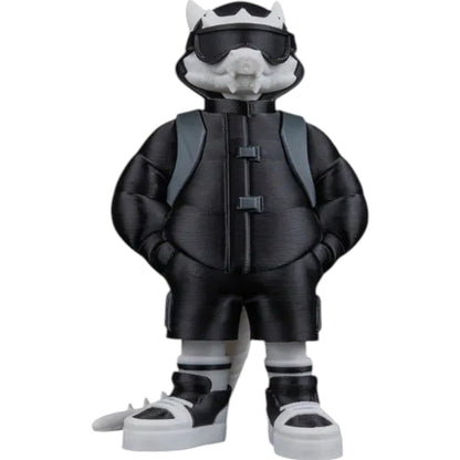 Tylrethar “Tyler” Urban Beast Figurine – 3D Printed Monster in Black Puffer Jacket & Backpack – Designer Toy for Collectors, Teens & Adults – 3D Printed in Canada