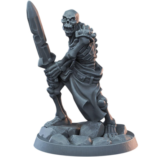 Skeleton Warrior Miniature with Sword for Tabletop RPG, Wargaming & Painting – Fantasy Undead Fighter for Dungeon Masters & Collectors – 3D Printed in Canada