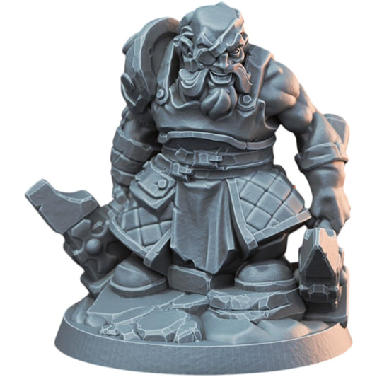 Dwarf Blacksmith with Hammer & Anvil Miniature for Fantasy Tabletop RPG, Wargaming Armies & Diorama Displays – 3D Printed in Canada