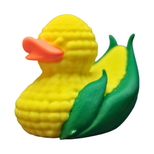 Corn Duck Figurine - Funny Rubber Duck Collectible - Farmhouse Kitchen Decor - Unique Fall & Thanksgiving Decoration - 4x4 Duck & Cruise Ship Hiding Duck - Cute Corn Cob Design – 3D Printed in Canada