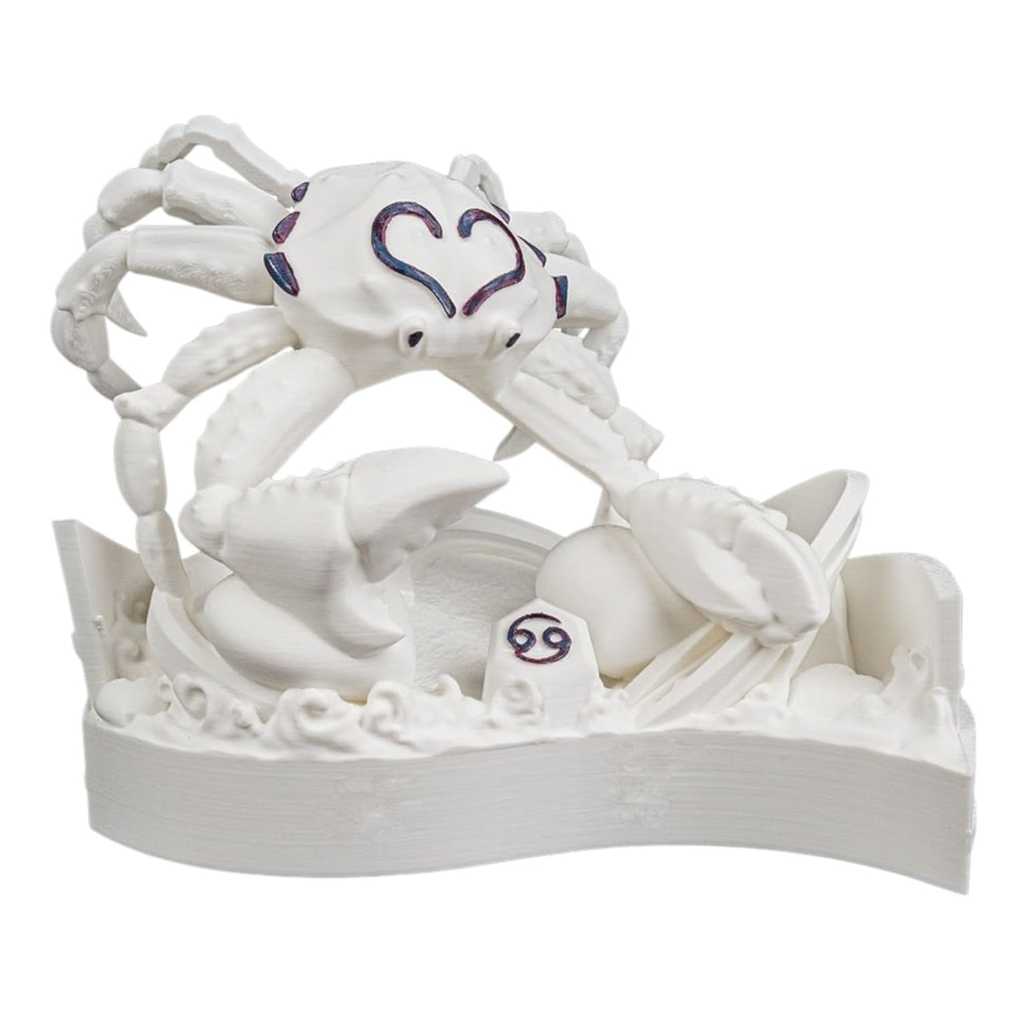 Cancer Zodiac Crab Figurine with Heart Symbol – Romantic Astrology Gift for Collectors & Décor – 3D Printed in Canada