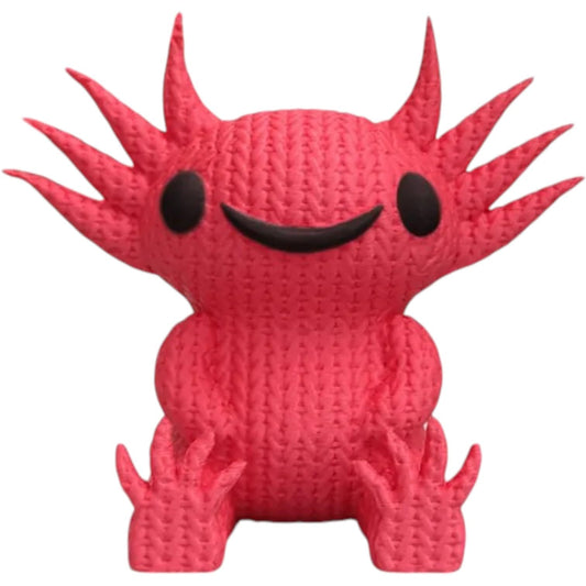 Knitted Axolotl Figurine – Cute Amphibian Plush-Style Collectible with Yarn-Like Texture – 3D Printed in Canada