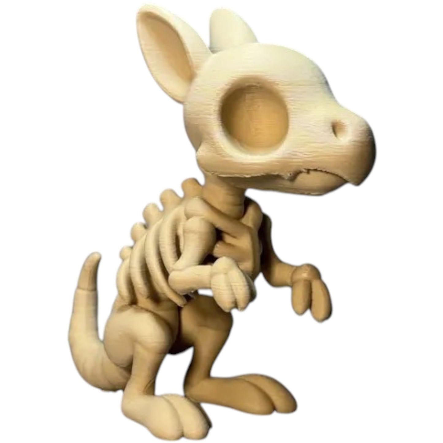 Chibi Skeleton Kangaroo Figurine – Cute Creepy Undead Marsupial Collectible for Shelf Display or Gothic Décor – 3D Printed in Canada
