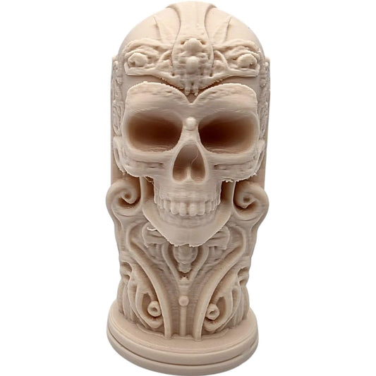 Skull Totem Figurine – Ornate Bone Pillar Sculpture with Gothic Detailing for Fantasy Decor, Altar Display, or Curio Shelf – 3D Printed in Canada