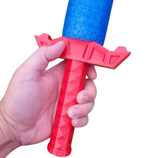 Knurled Dagger Pool Noodle Sword Handle – Compact Foam Blade Hilt with Diamond Grip & Angular Guard for Cosplay & LARP – 3D Printed in Canada