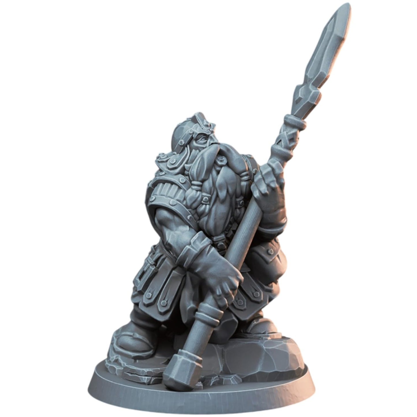 Dwarf Poleman Fantasy Miniature Figurine for Tabletop RPG, Wargames & Collectors – 3D Printed in Canada