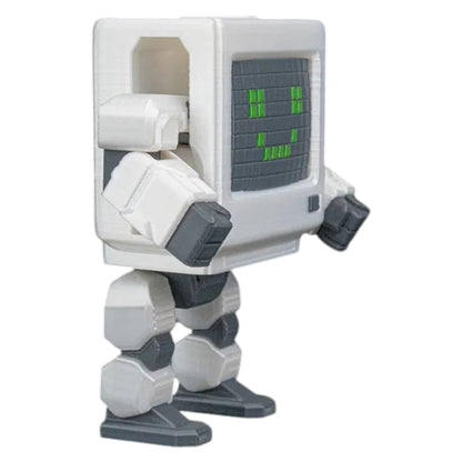 Retro Robot Figurine – Ramble The Computer Bot – Articulated Collectible with 3D Pixel Face & Detachable Keyboard – Desk Toy, Display Piece & Fidget – 3D Printed in Canada