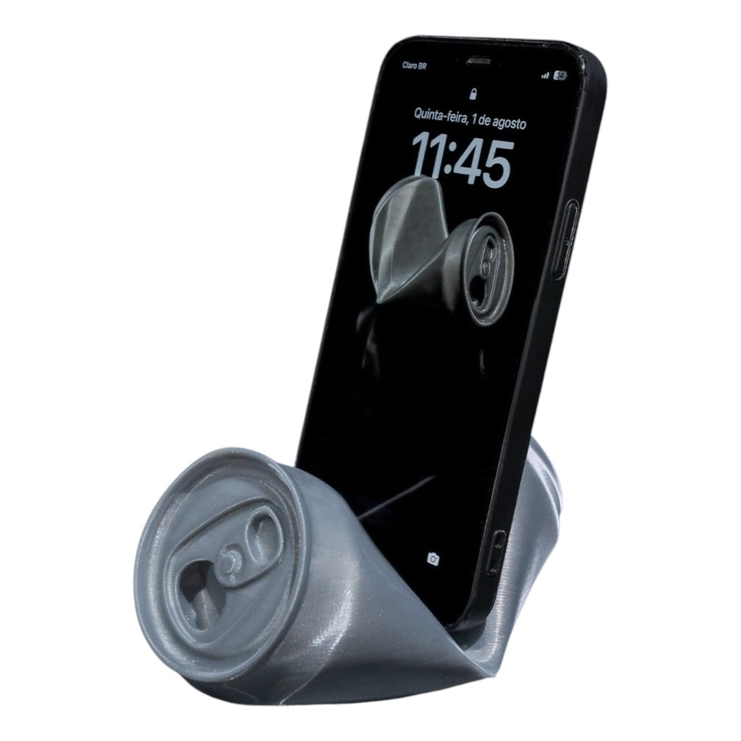 Pop The Top Phone Holder – Crushed Can Desk Stand with Charging Slot – 3D Printed in Canada