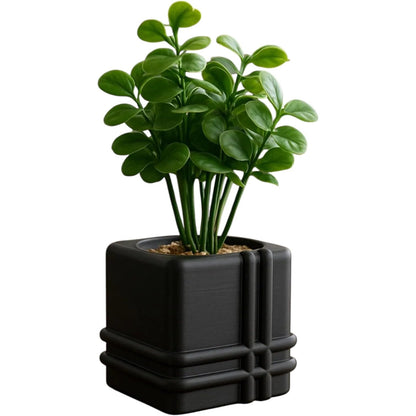 Modern Pipe Square Vase – Minimalist Planter with Rounded Tube Detailing for Indoor Plants & Decor – Fast & Clean Print – 3D Printed in Canada