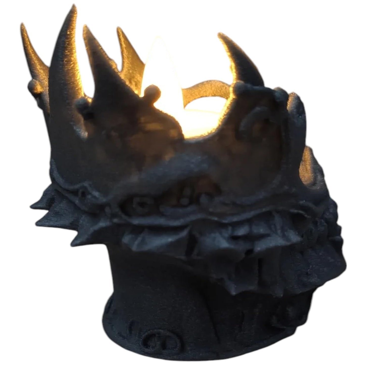 Lich King Skull Candle Holder – Gothic LED Tealight Stand for Spooky Decor, DND Altars, Halloween & Fantasy Fans – Fits Standard 37mm Lights – 3D Printed in Canada
