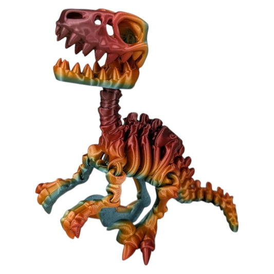 Skeleton Raptor Articulating Dinosaur Figurine – Eco-Friendly PLA – Prehistoric Collectible & Stress Relief Toy for Teens & Adults – 3D Printed in Canada