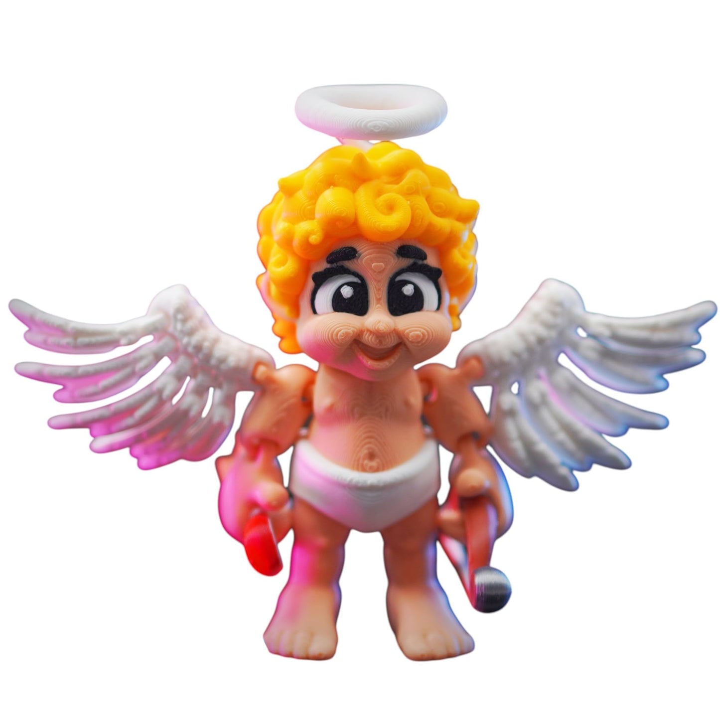 Articulated Cupid Figure – Posable Angel with Wings, Bow & Halo – Print-in-Place 3D Printed Valentine’s Decoration or Collectible – 3D Printed in Canada