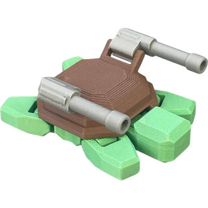 Tiny Turtle Tank Model Kit by Kitcrafters – 8 Parts with 3 Moving Joints – Miniature Battle Turtle Robot for Desks & Dioramas – 3D Printed in Canada