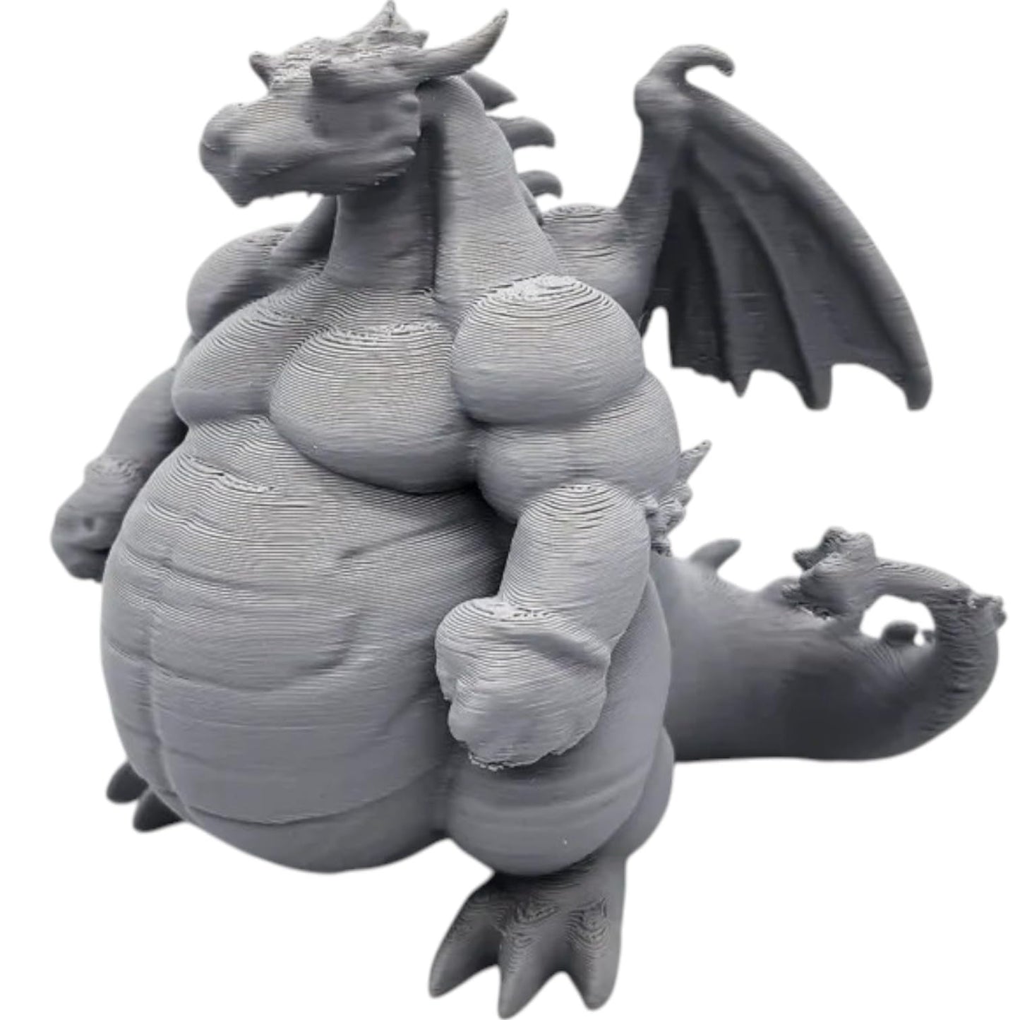 Fat Dragon Figure – Chubby Fantasy Sculpture with Round Belly & Comedic Posture – Whimsical Shelf or Desk Decor – 3D Printed in Canada