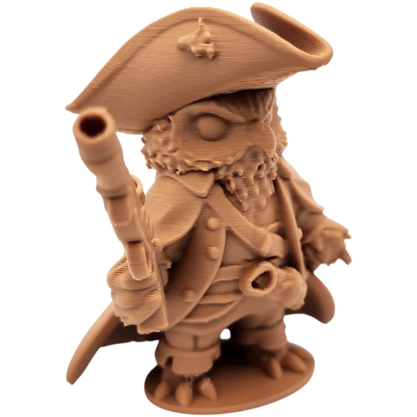 The Pirate Owl Wood Figurine – Fantasy Owl Buccaneer with Tricorn Hat & Flintlock Pistol – Owls & Dragons Collection – Paintable Miniature for Display or Diorama – 3D Printed in Canada