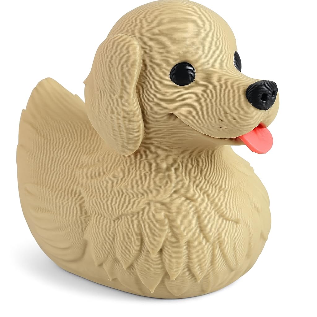 Golden Retriever Duck Figurine – Car Dashboard Duck Accessory, Funny Dog Car Décor, Ducks for Hiding, Car Dashboard Duck, 4x4 Ducking, Rubber Duck – 3D Printed in Canada