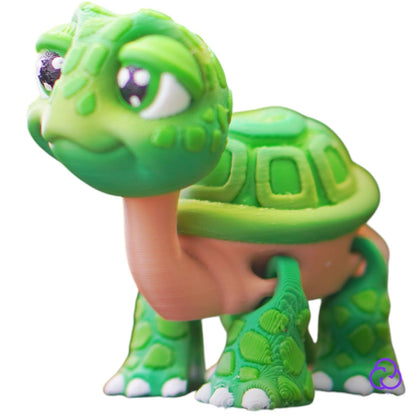 Cute Articulated Tortoise Figurine – Print-in-Place Desk Pet or Shelf Collectible with Movable Legs – 3D Printed in Canada