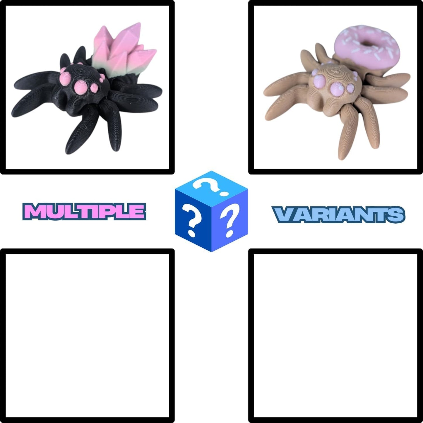 Mystery Mini Spiders 5-Pack – Collectible Figurines with Mystery Egg – Blind Box Surprises for Teens & Adults – Stress Relief Desk Toys for Anxiety, ADHD, Autism – 3D Printed in Canada