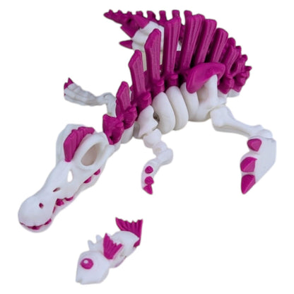 Skeleton Spinosaurus – Articulating Dinosaur Figurine – Prehistoric Collectible – 3D Printed in Canada (Celestial Orchid)