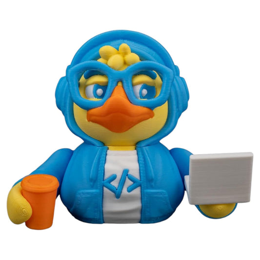CodeQuacker Male Duck Figurine – Programmer-Themed Car Dashboard & Desk Decor – Geeky Coding Collectible – 3D Printed in Canada