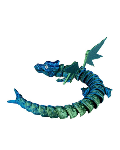 The Iron Sentinel Articulated Dragon Figurine – Aztec-Inspired Mechanical Fidget Sculpture for Desk Display or Stress Relief – 3D Printed in Canada