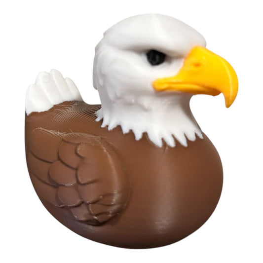Bald Eagle Rubber Duck Figurine – Patriotic Bald Eagle Decor, Americana Bird Display for Desk or Shelf – 3D Printed in Canada
