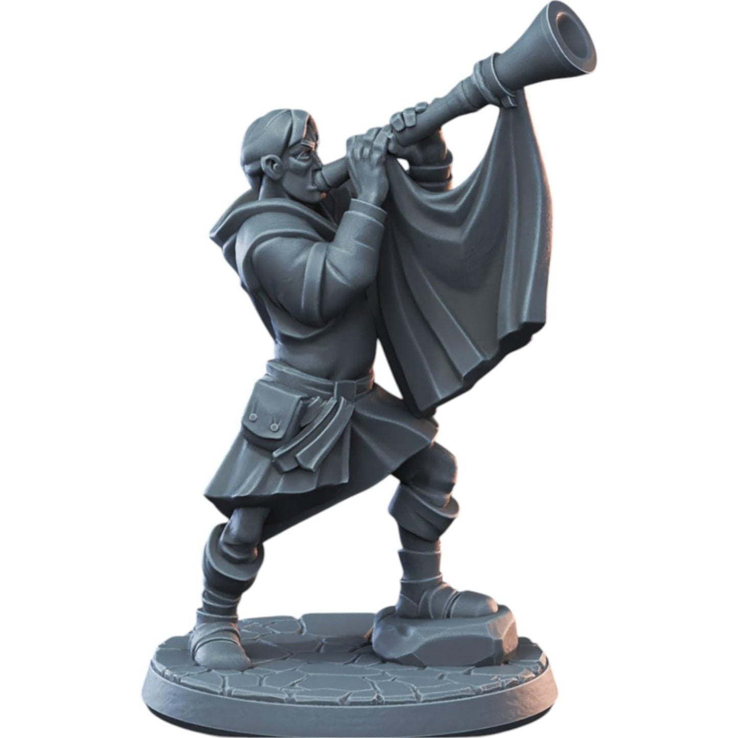 Fantasy Commoner Hornblower Miniature for Tabletop RPG, Wargaming & Dioramas – Medieval Trumpeter Figure for Painting & Collectors – 3D Printed in Canada