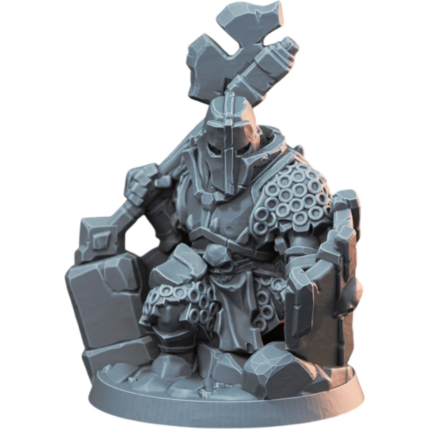 Armored Dwarf Dark Knight with Double-Headed Axe Miniature for Fantasy Tabletop RPG, Wargaming Armies & Collector Displays – 3D Printed in Canada