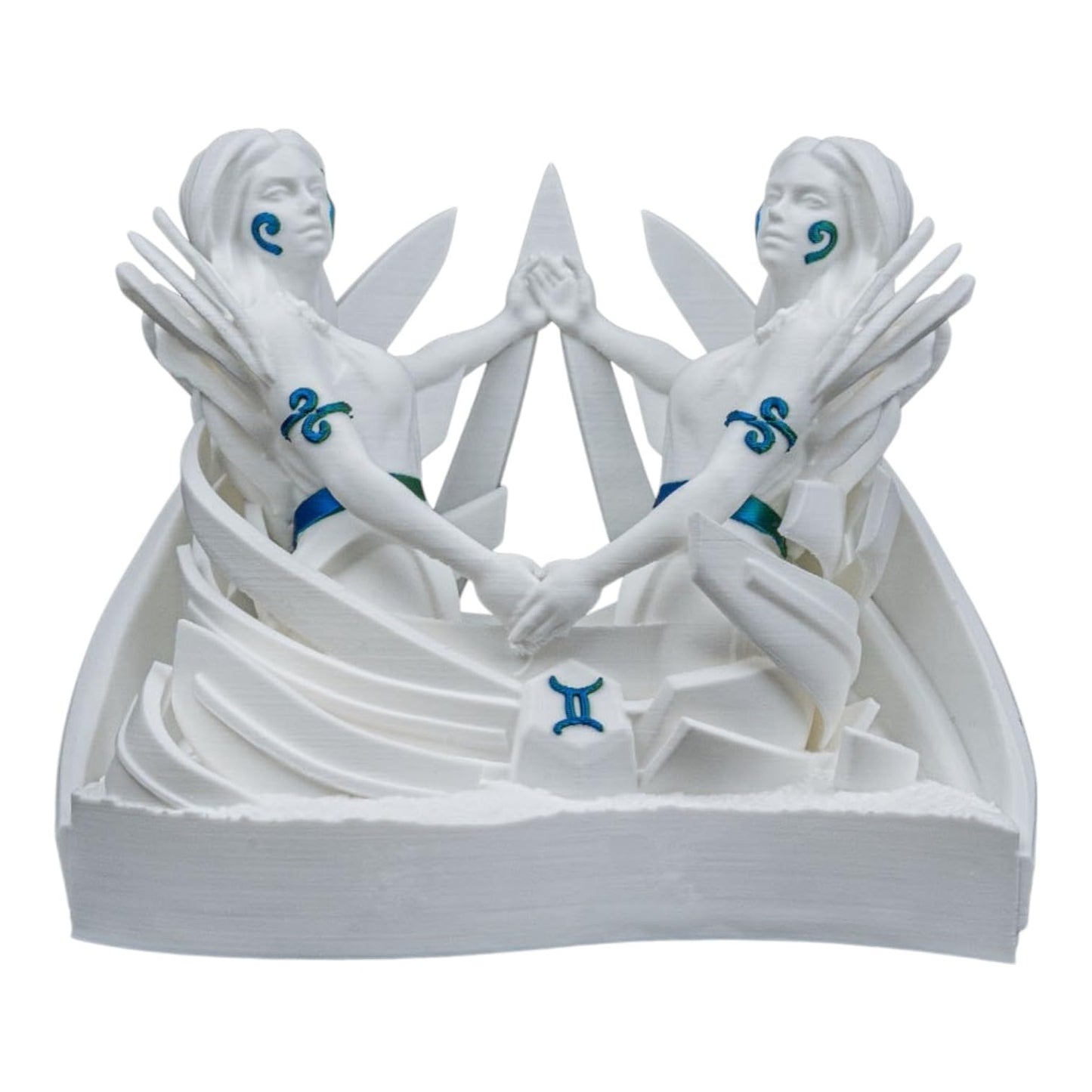 Gemini Zodiac Twin Sisters Sculpture – Astrology Decor Figurine for Horoscope Lovers, Shelf or Desk Display – 3D Printed in Canada