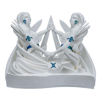 Gemini Zodiac Twin Sisters Sculpture – Astrology Decor Figurine for Horoscope Lovers, Shelf or Desk Display – 3D Printed in Canada
