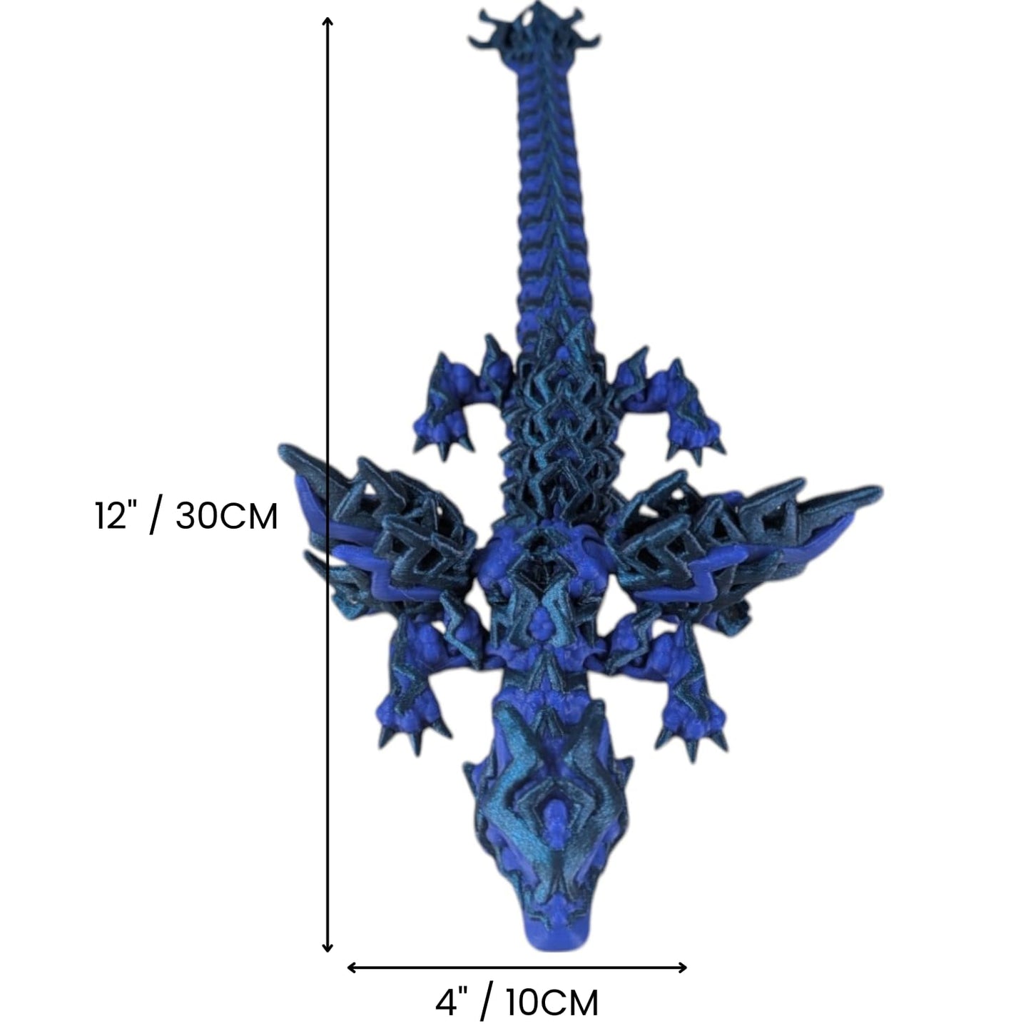 Articulated Stormwing Dragon Figurine – Articulating 3D Printed Blue & Cyan Fidget Toy – Desk Accessory for Teens and Adults – Stress Relief & Collectible – 3D Printed in Canada